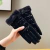 Guantes cálidos de otoño e invierno de moda para mujer con forro polar grueso para deportes al aire libre, equitación, mariposa, festival, cabello, antiincrustantes y resistentes al viento.