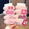 Grampo de cabelo de pelúcia rosa com letras de urso, acessórios para cabelo femininos de outono e inverno, grampo fofo para cabeça, grampo Bb, franja quebrada, grampo de cabelo