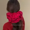 Rojo Brillante de Alta Gama ~ Goma para el Cabello Francesa Oversized, Goma para Moño de Alta Gama, Retorcedor para el Cabello de Año Nuevo