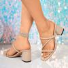 Sandalias de Verano 2026 Nuevas Transfronterizas Talla Grande de Una Correa con Tacón Alto para Mujer, Zapatos de Mujer con Punta Cuadrada y Tacón Grueso, Zapatos de Moda Versátiles para Mujer