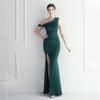 19637# Comercio Exterior Explosiones Etiqueta de Dama de Honor Boda Ocasión Formal Un Hombro Cuello Oblicuo Delgado Largo Vestido de Noche