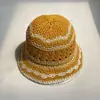 Nuevo Sombrero de Pescador Tejido a Crochet Hecho a Mano Estilo Coreano Combinación de Colores para Mujer Primavera y Verano Diseño Hueco Transpirable Versátil Casual