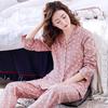 Pijama feminina 100% algodão manga comprida primavera e outono 2022 novo meia-idade e idosa algodão fino roupa de casa para mãe