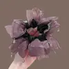 Novo Elástico de Cabelo com Laço e Diamante para Mulheres Sensação de Alto Padrão Corda Simples para Coque Flor de Cabelo Acessórios de Cabelo Adorno de Cabeça para Mulheres