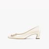Zapatos Profesionales de Trabajo para Mujer Estilo Europeo y Americano 2026, Punta Cuadrada, Boca Baja, Hebilla Cuadrada de Charol, Tacón Medio Grueso, Cómodos y Versátiles