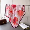 Novedad Coreana Bufanda Cuadrada Grande de Brocado Sedoso Simulada Bufanda de Seda con Flores Morado Azul Claro 90cm Chal Estampado Pañuelo para la Cabeza con Protección Solar para Mujeres
