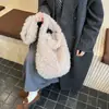 Nova Bolsa de Pelúcia Feminina de Grande Capacidade, Bolsa Tote de Luxo, Bolsa de Ombro Cor Sólida, Bolsa Versátil de Outono para o Dia a Dia Feminino