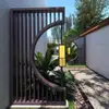Meia-Lua de Aço Inoxidável Novo Estilo Chinês Paisagem Parede Tela em Forma de Lua Grelha de Partição de Metal para Ladrilho de Pátio de Villa