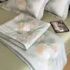 Juego de 4 piezas de edredón de verano de fibra de lyocell Tencel de Lenzing, 80 hilos, artículo de verano, edredón para aire acondicionado, sábana, sábana ajustable, edredón de verano