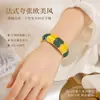Bestseller transfronteiriço na Europa e América: Pulseira de design irregular em blocos de cores esmaltadas retrô criativas com design de bambu ondulado boêmio