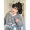 Roupas Femininas 2026 Outono Novo Estilo Coreano Solto Espessado Tricô Desenho Animado Com Capuz Suéter Feminino Laço Solto Hoodie