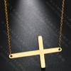 Versión coreana del nuevo collar de cruz simple para damas, collar de suéter de clavícula fina de acero de titanio, joyería al por mayor