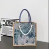 Bolsa de Corrente de Pérolas Tecida Nova Bolsa Tote de Grande Capacidade Bolsa Tiracolo de Comutador da Moda Bolsa de Mamãe Bolsa de Mão da Moda