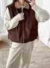 Chaleco Casual de Solapa Imitación Lana de Cordero Retro para Mujer 2026 Otoño Invierno Nuevo Sin Mangas Cálido Acolchado Chaleco Corto