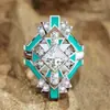 Cao Shi Xiaohongshu Nuevo Juego de Tres Anillos para Mujer, Anillo de Diseño Futurista con Forma Cuadrada de Pintura al Óleo, Popular en Línea