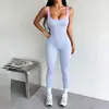 Macacão de yoga one-piece europeu e americano transfronteiriço para mulheres, color block, sem costas, calça comprida de bumbum de pêssego, roupa integrada para esportes e fitness Pilates