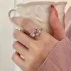 Anillo de Dedo Abierto Rosa Zircón Rosa Lazo Dulce Fresco Chica Picante Personalidad Temperamento Ajustable Estilo Frío ins