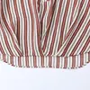 Ropa de Mujer Transfronteriza 2026 Estilo Europeo y Americano Moda Camisa Rayada de Manga Larga con Solapa y Dobladillo Abullonado Suelto para Mujer E26326