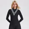 Traje Deportivo Caijue Amazon para Mujer, Camisa Polo Falso de Dos Piezas, Falda de Golf de Secado Rápido de Manga Larga, Traje de Tenis