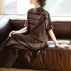 Traje Casual Elegante de Seda de Hielo para Mujer de Manga Media 2023 Primavera Nuevo Talla Grande para Madre Pantalones de Pierna Ancha Conjunto de Dos Piezas