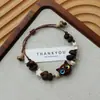Pulsera de Grano de Café de Cerámica Jingdezhen, Refrescante y que no se decolora, Joyería de Alta Gama para Mujer, Accesorio Versátil de Nuevo Estilo Chino, Mayoreo