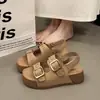 Sandalias de verano para mujer para exteriores, estilo nuevo, versátiles con faldas, adecuadas para ir al trabajo, zapatos romanos deportivos de playa con suela gruesa estilo francés