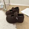 Zapatos Mary Jane de suela gruesa de corte bajo con aumento de altura interior cálidos de invierno para mujeres menudas con velcro de polar, modernos, de corte bajo, de algodón