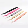 Pinça de Aço Inoxidável para Extensão de Cílios Pinças Coloridas Grandes Curvas para Sobrancelhas com Ponta Redonda Pinça Manual DIY Ferramenta para Cílios