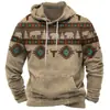 Moletom com capuz masculino vintage desgastado com estampa digital, suéter de manga longa moderno e estiloso