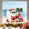 Pegatina Estática Xinuo JDT-A1164-TZ Viento y Olas Tropicales Hawaianas Papá Noel para Decoración de Vidrio de Dormitorio Balcón