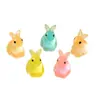 Accesorios DIY luminosos de conejo de resina 3D de colores, pequeños adornos para decoración de coche, accesorios creativos de animales pequeños, venta al por mayor