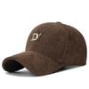 Gorra de béisbol de estilo coreano con bordado de pana y letra D, curva y moderna, con parte superior rígida y combinable, para otoño e invierno.
