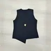 Top Chaleco de Punto de Moda Estilo Europeo y Americano con Botones, Nuevo para Otoño, Versátil, Ajustado, sin Mangas para Mujer