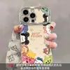 Capa de Corrente Urso Morango Adequada para Capa de Celular Apple 16E 14Promax Desenho Animado Fofo 15 Janela Galvanizada 13 Silicone 8