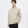 Woog2005 Tricô Jacquard Texturizado Falso Duas Peças Gola Camisa Masculino Inverno 2025 Novo Casual Lapela Tricô