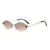 Gafas de Sol Europeas y Americanas de Forma Diamante de Nuevo Estilo Transfronterizas para Mujer, Gafas de Sol de Alta Gama sin Marco con Borde Cortado, Gafas de Sol Metálicas Retro de Moda con Estampado de Leopardo