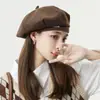 Boina Octagonal Negra para Mujer, Otoño e Invierno, Circunferencia de Cabeza Grande, Sombrero de Artista Adelgazante, Gorra de Boina Versátil de Alta Moda