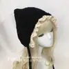 Lolita casera Caperucita Roja Retro Cuento de Hadas Orejas Puntiagudas Protección Auditiva Sombrero Cálido Encaje Encaje Sombrero de Terciopelo Engrosado y Cálido
