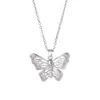 Tohm Diseño Elegante Colgante de Cobre Incrustado con Diamantes Collar Hueco Versátil Collar para Celebridades de Internet Cadena de Acero Inoxidable Estilo Único para Mujer