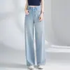 Pantalones de mezclilla anchos desgastados, bordados y con pedrería, de nuevo estilo otoñal, hechos a medida, resistentes, en color azul, modernos y adelgazantes