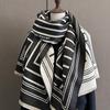 Bufanda de cachemira de imitación con letras geométricas de moda coreana para mujer, cálida y gruesa para estudiantes, chal con aire acondicionado para invierno