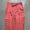 Pantalones de Rayón para Mujer Color Sólido con Cordones Holgados de Pierna Recta Pantalones Casuales para Mujer Combinan con Todo
