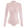 Traje de Snorkel con Protección Solar para Mujer Secado Rápido de una Pieza Manga Larga Traje de Neopreno de Verano Blanco Crudo Negro Azul Claro