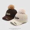 Gorra de Béisbol de Lana de Cordero para Niños Otoño Invierno Nuevo Estilo Cálida con Pompón Pico de Pato Sombrero para Exteriores Niños Tendencia Fresca Transfronterizo