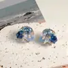Pendientes Geométricos de Mariposa Azul Hechos a Mano de Gama Alta, Pendientes Pequeños de Diseño Fresco Estilo Bosque, Pendientes Elegantes y Versátiles para Mujer