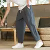 Comercio Exterior 2024 Verano Tendencia Marca Hombres Coreanos Casual Pantalones de Algodón y Lino Hombres Sueltos Lino Rectos Estilo Chino Pantalones a la Altura del Tobillo