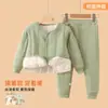 Esencial para el uniforme escolar: conjunto cálido de invierno para niños mayores, chaqueta de algodón con forro de lana engrosada y pantalones para niños y niñas, capa interior para niños