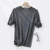 Nuevo Suéter de Lana de Hilo Fino con Cuello Redondo de Manga Corta para Mujer, Color Sólido con Perlas, Camiseta Básica Top