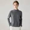 Suéter de cachemira 100% de cuello alto medio para mujer, con dobladillo enrollado, perfecto como capa base, holgado y cálido para otoño e invierno.