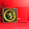 Soporte de exhibición de disco cuadrado estilo chino de oro 999 puro "Éxito Instantáneo" con pintura 3D, set creativo y exquisito, venta al por mayor hecho a medida
